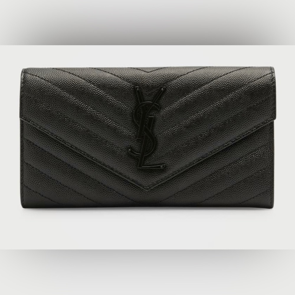 Saint Laurent Cassandre Large YSL Quilted Flap Wallet